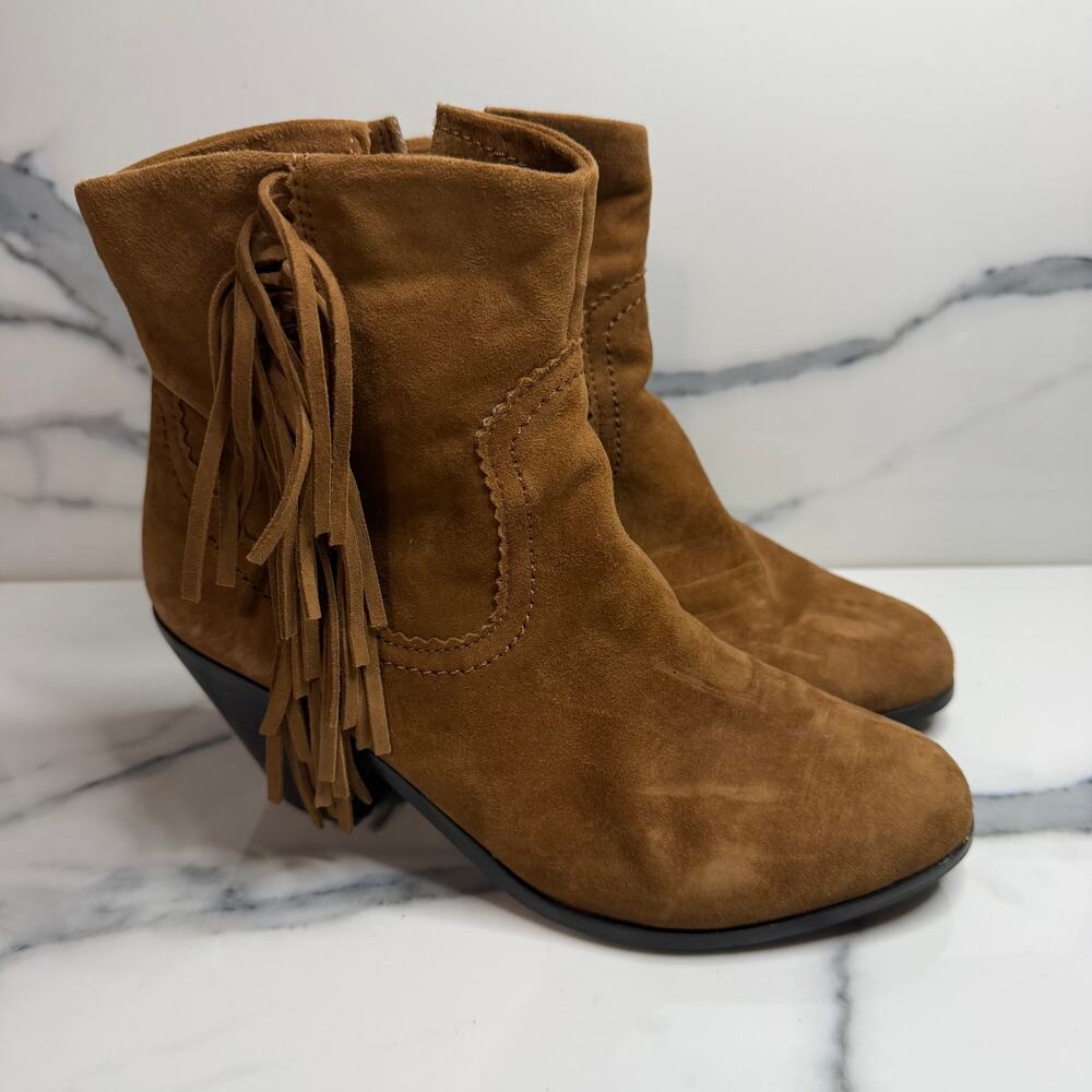 Sam Edelman Womens Brown Leather Louie Boots Sz 8.5 Fringe Western Boho Festival